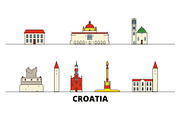 Croatia flat landmarks vector