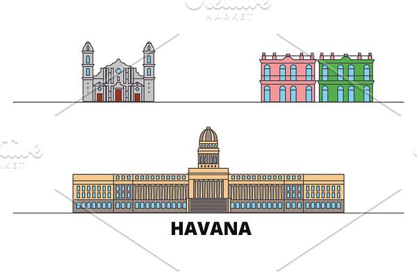 Cuba, Havana City flat landmarks