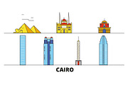 Egypt, Cairo flat landmarks vector