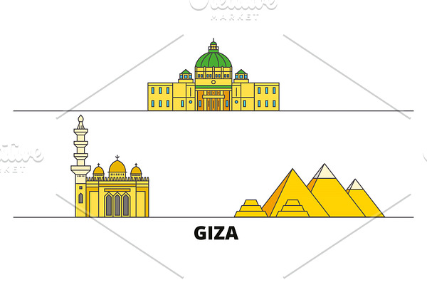 Egypt, Giza flat landmarks vector