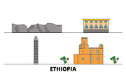 Ethiopia flat landmarks vector
