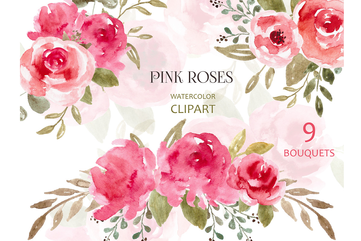Watercolor Flowers, Clipart, Png Art in Objects - product preview 8