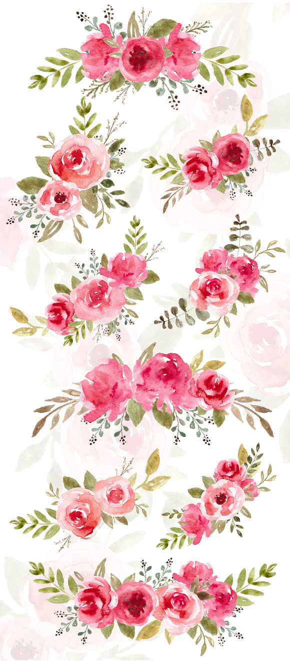 Watercolor Flowers, Clipart, Png Art in Objects - product preview 1