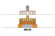 France, Arles flat landmarks vector
