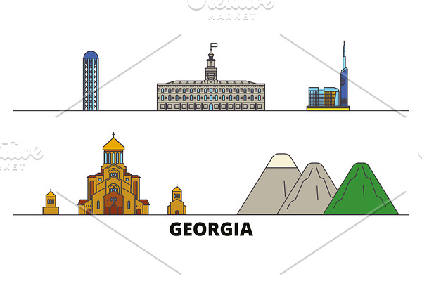 Georgia flat landmarks vector