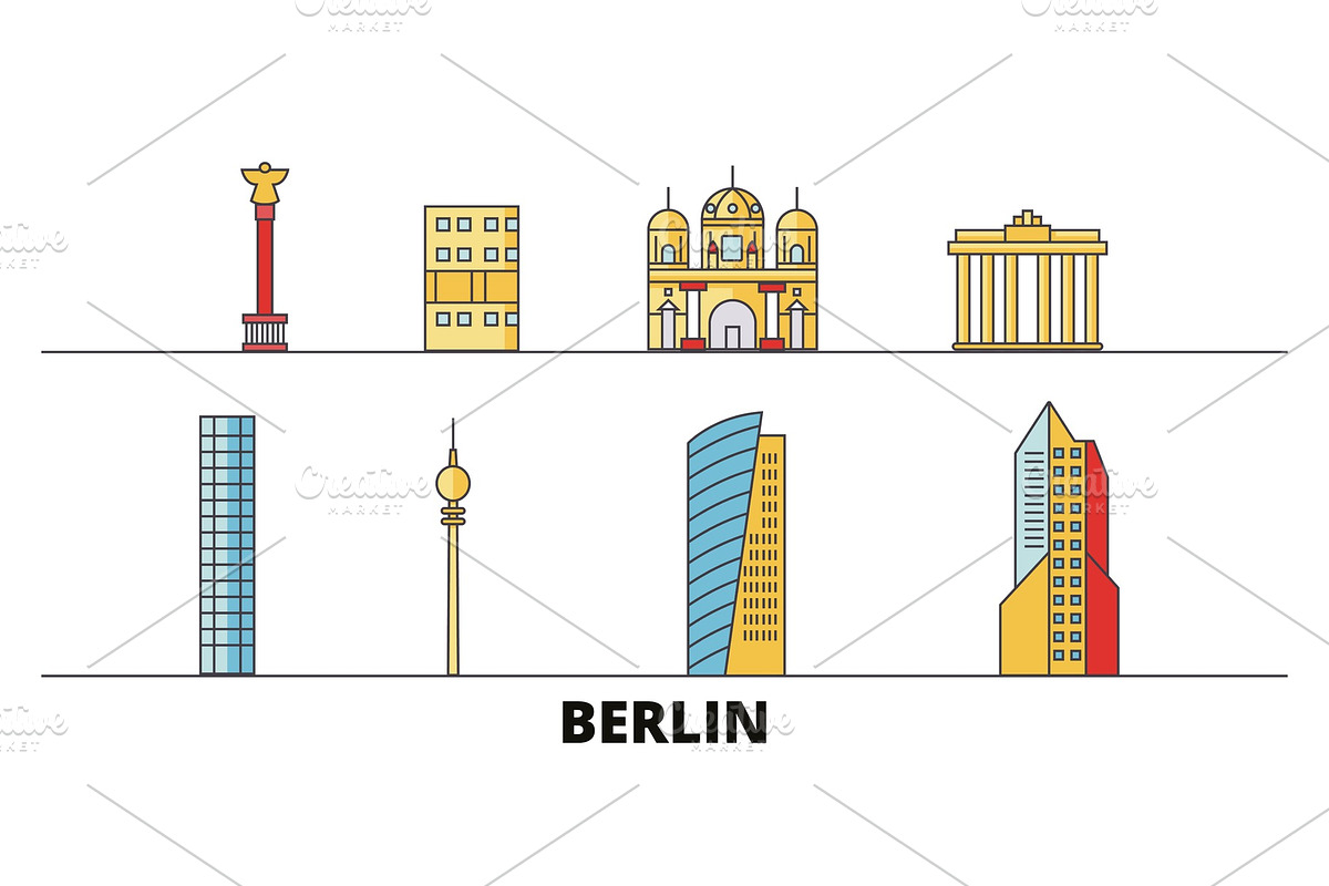 Germany, Berlin City flat landmarks in Illustrations - product preview 8