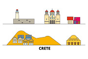 Greece, Crete flat landmarks vector