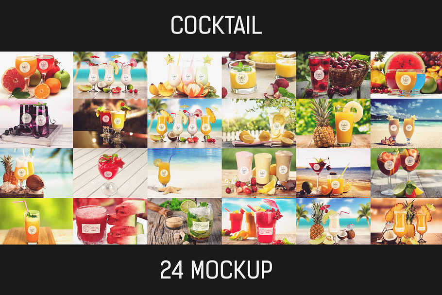 24 Cocktail Glass Mockup
