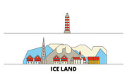 Iceland flat landmarks vector