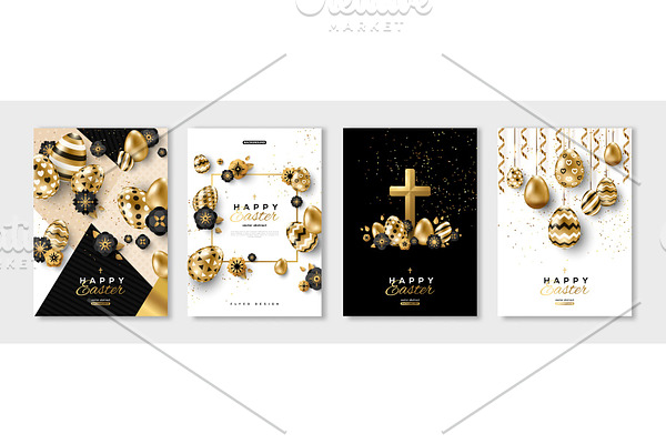 Easter black and gold posters