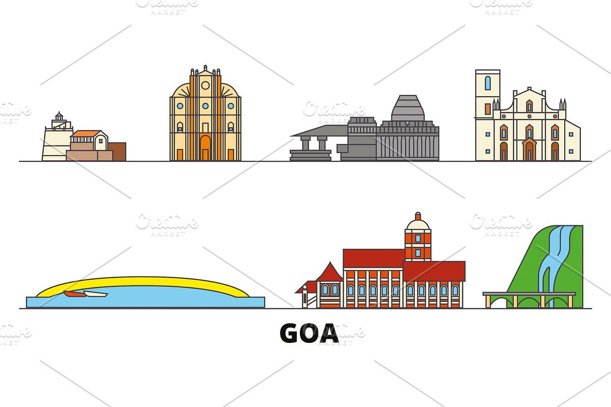 India, Goa flat landmarks vector in Illustrations - product preview 8
