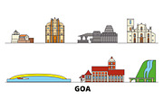 India, Goa flat landmarks vector