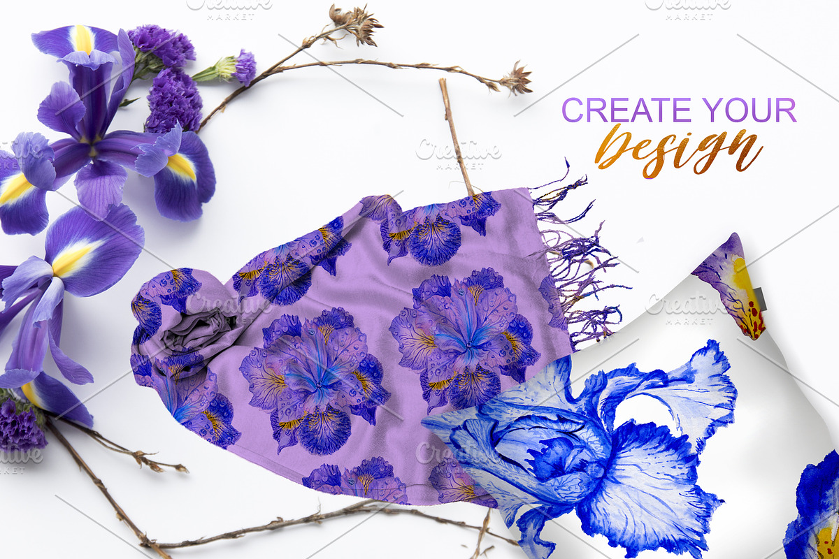 Iris blue Watercolor png in Illustrations - product preview 8