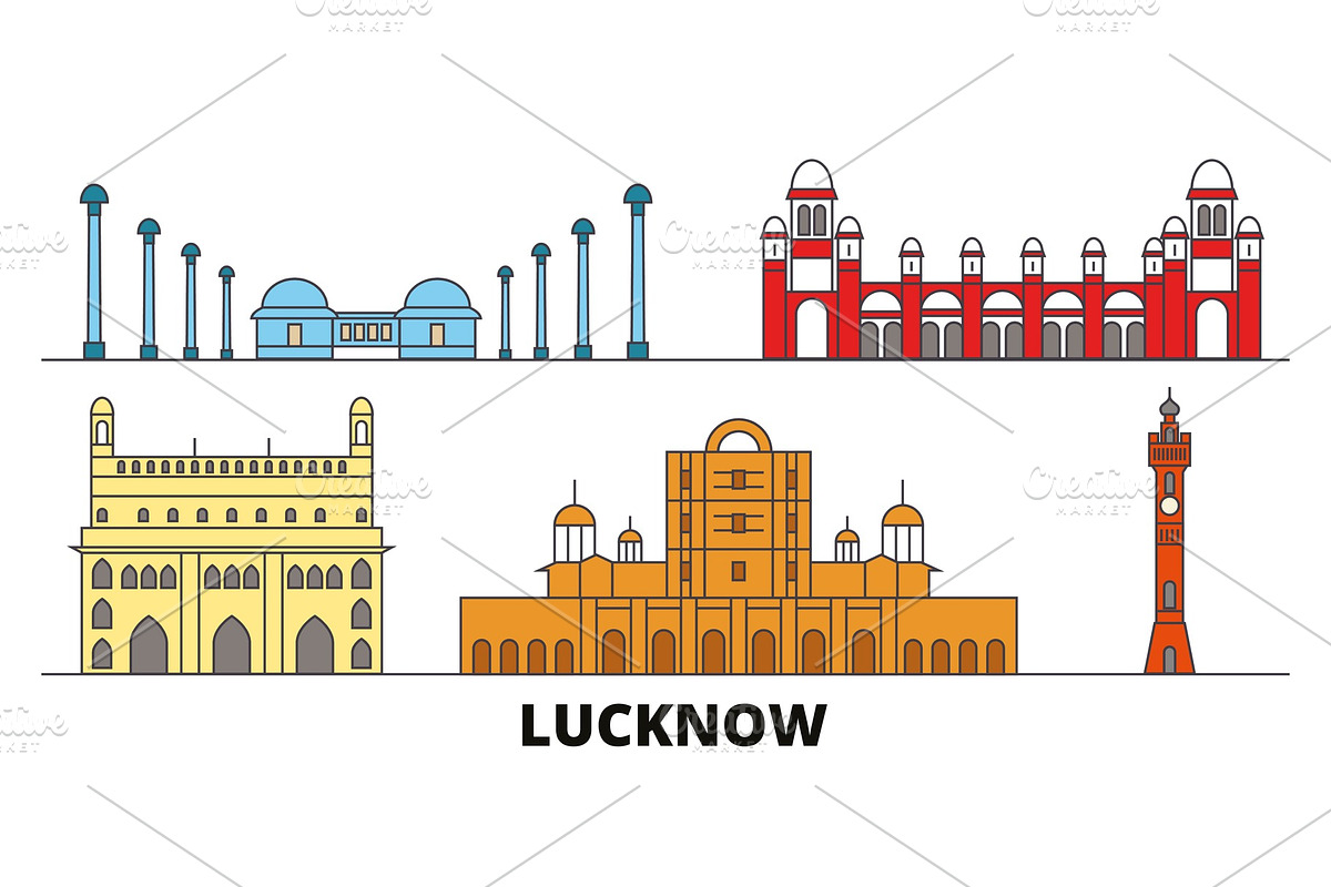 India, Lucknow flat landmarks vector in Illustrations - product preview 8