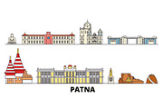 India, Patna flat landmarks vector