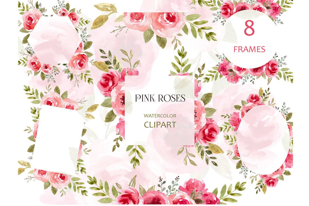 Floral Frames Watercolor Clipart png in Illustrations - product preview 8