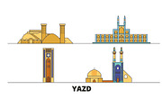 Iran, Yazd flat landmarks vector
