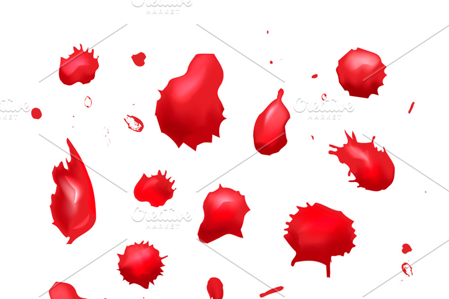 Set of different red blood drops in Objects - product preview 8
