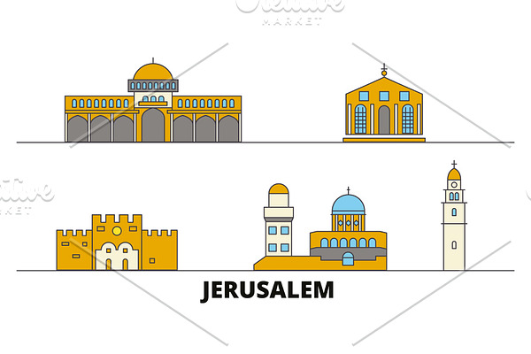 Israel, Jerusalem flat landmarks