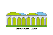 Italy, Albula Railway flat landmarks