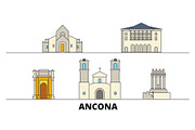 Italy, Ancona flat landmarks vector