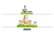 Italy, Assisi flat landmarks vector