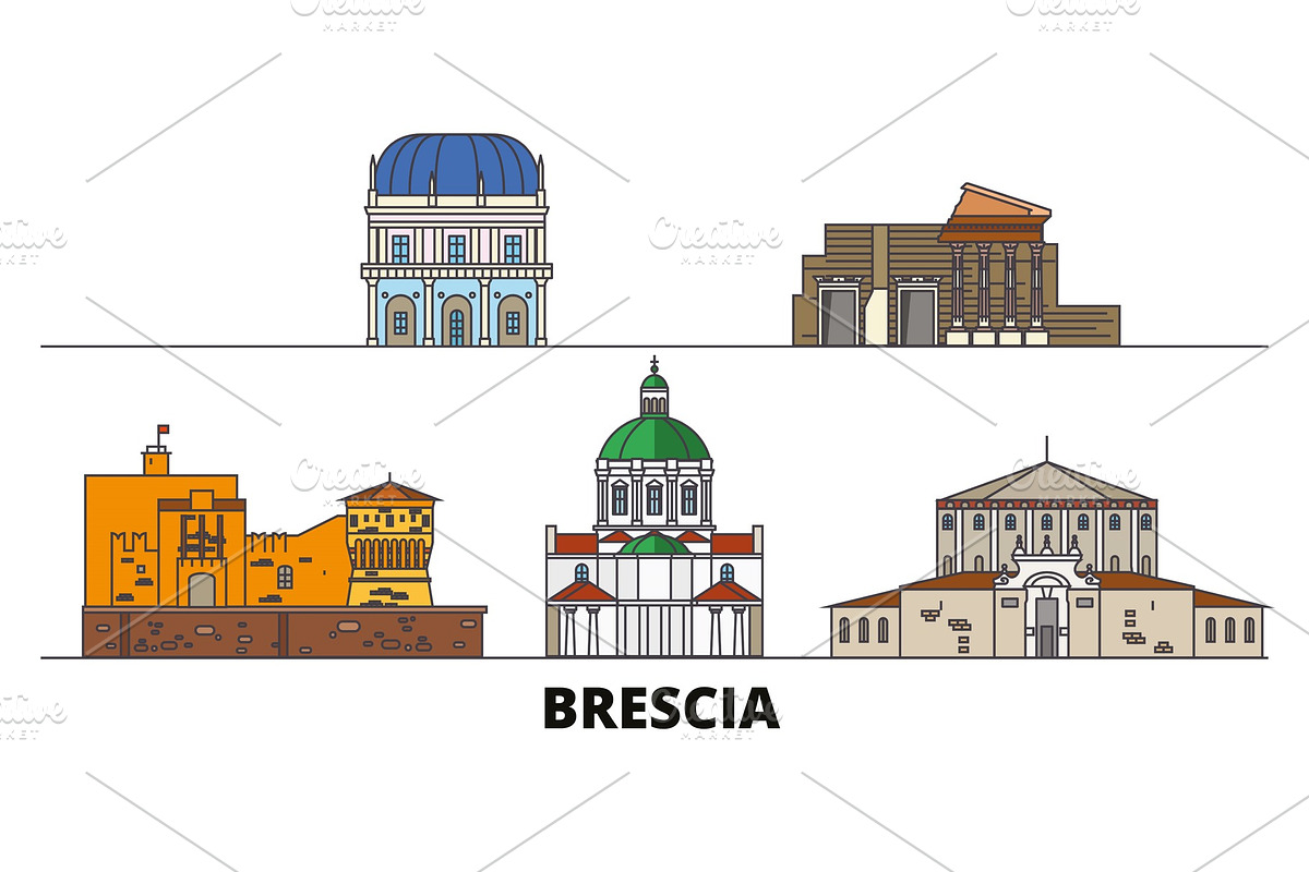 Italy, Brescia flat landmarks vector in Illustrations - product preview 8