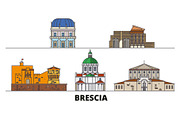 Italy, Brescia flat landmarks vector