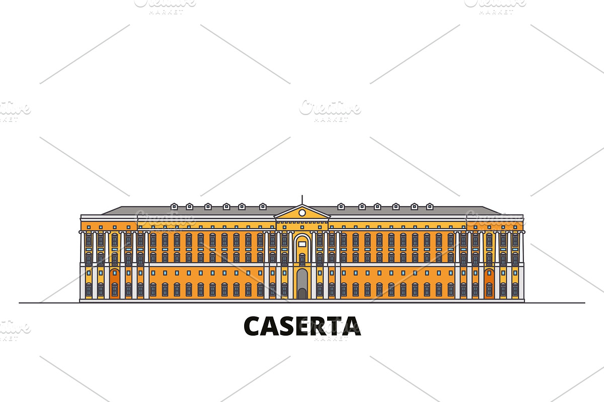 Italy, Caserta flat landmarks vector in Illustrations - product preview 8