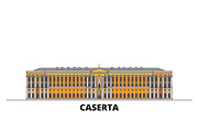 Italy, Caserta flat landmarks vector