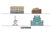 Italy, Catania flat landmarks vector