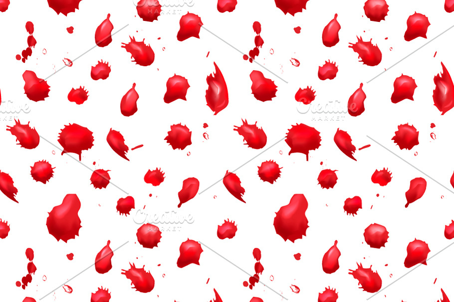A lot of red blood drops on white