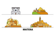 Italy, Matera flat landmarks vector