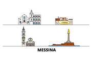 Italy, Messina flat landmarks vector