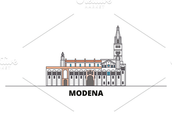 Italy, Modena flat landmarks vector
