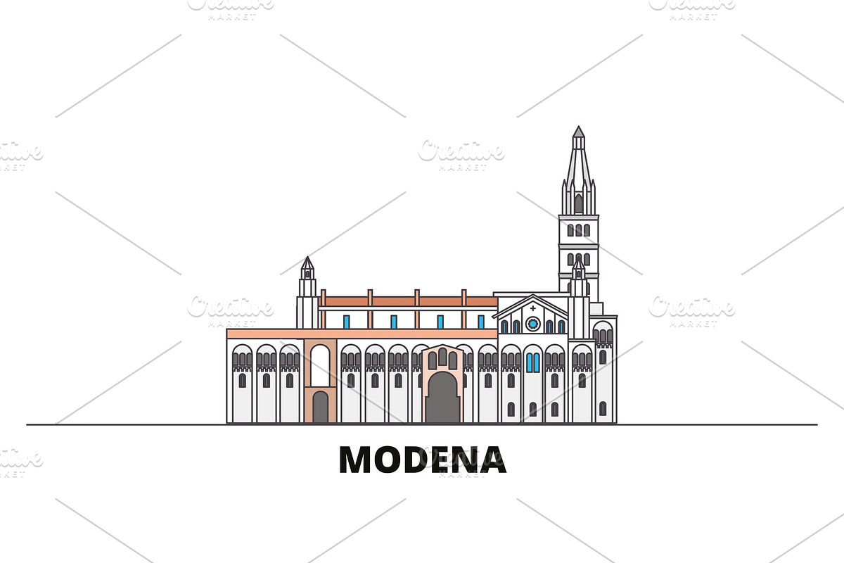 Italy, Modena flat landmarks vector in Illustrations - product preview 8