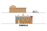 Italy, Padula flat landmarks vector