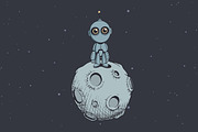 Cute robot on the moon