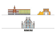 Italy, Rimini flat landmarks vector