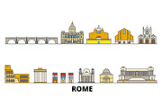 Italy, Rome flat landmarks vector