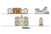 Italy, Tivoli flat landmarks vector
