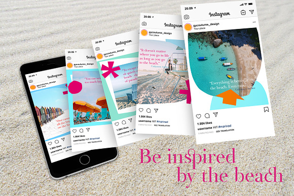 Colorful Beach Instagram Templates in Instagram Templates - product preview 2