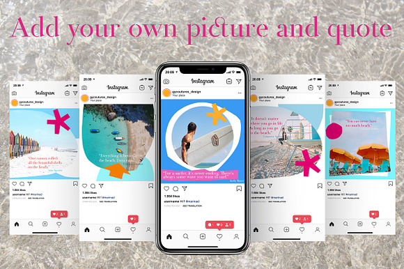 Colorful Beach Instagram Templates in Instagram Templates - product preview 3