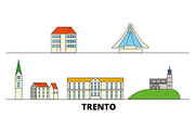 Italy, Trento flat landmarks vector