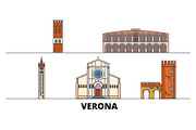Italy, Verona flat landmarks vector