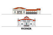 Italy, Vicenza flat landmarks vector