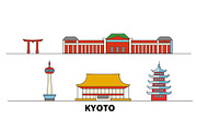 Japan, Kyoto flat landmarks vector