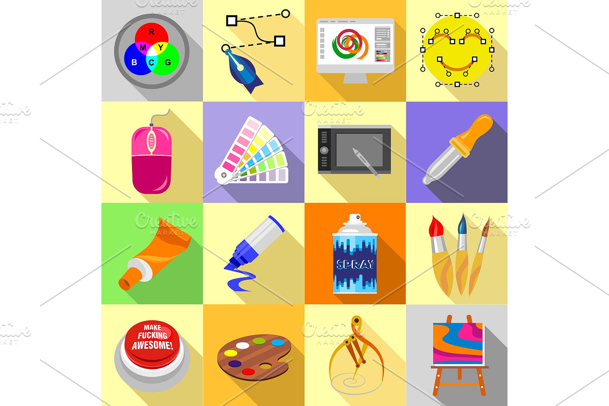 Design and drawing tools icons set in Illustrations - product preview 8