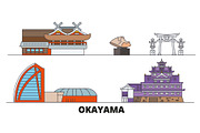 Japan, Okayama flat landmarks vector
