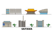 Japan, Saitama flat landmarks vector